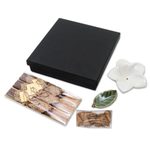 Ceramic incense set, 'Balinese Frangipani' - Jasmine and Sandalwood Ceramic Incense Set