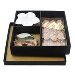 Ceramic incense set, 'Balinese Frangipani' - Jasmine and Sandalwood Ceramic Incense Set