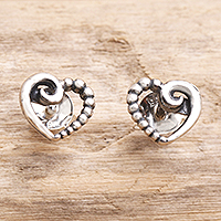 Sterling silver stud earrings, Small Heart