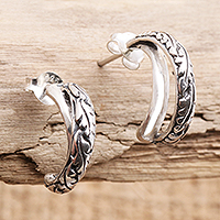 Sterling silver drop earrings, 'Cashew Leaves' - Sterling Silver Leaf-Motif Drop Earrings