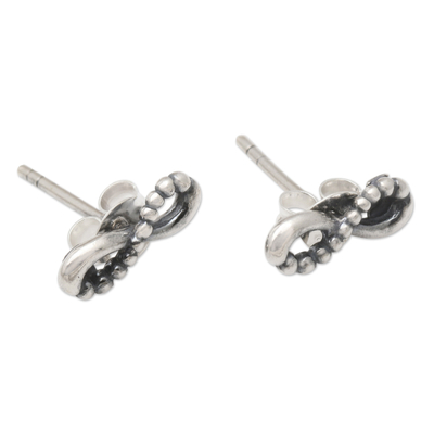 Sterling silver stud earrings, 'Infinity of Love' - Balinese Sterling Silver Infinity Stud Earrings