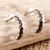 Garnet drop earrings, 'Silver Sea Shells' - Garnet and Sterling Silver Drop Earrings thumbail