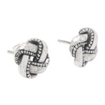 Sterling silver stud earrings, 'Woven Pandanus' - Hand Made Sterling Silver Stud Earrings from Bali