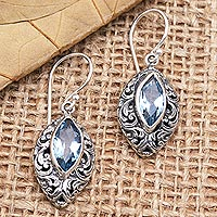 Blue topaz dangle earrings, 'Air Battle' - Blue Topaz and Sterling Silver Dangle Earrings
