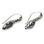 Blue topaz drop earrings, 'Blue Cocoon' - Hand Made Blue Topaz and Sterling Silver Drop Earrings