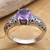Amethyst solitaire ring, 'Balinese Beach in Purple' - Amethyst and Sterling Silver Solitaire Ring (image 2) thumbail