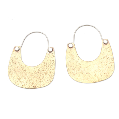 Brass dangle earrings, 'Vintage Tote in Brass' - Handmade Brass and Sterling Silver Dangle Earrings