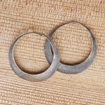 Sterling silver hoop earrings, 'Narrow Eclipse' - Sterling Silver Antique-Finish Hoop Earrings