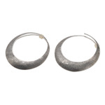 Sterling silver hoop earrings, 'Narrow Eclipse' - Sterling Silver Antique-Finish Hoop Earrings