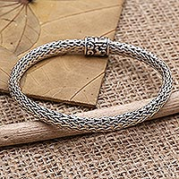 Men's sterling silver chain bracelet, 'Kingly Style' - Men's Sterling Silver Chain Bracelet