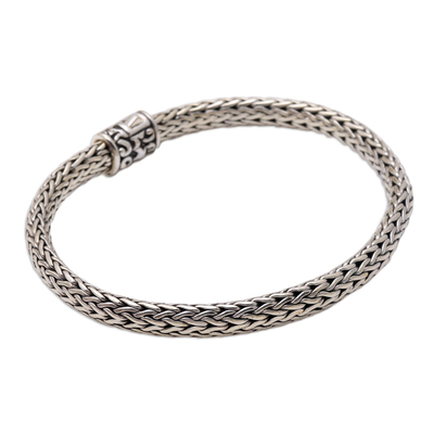 Men's sterling silver chain bracelet, 'Kingly Style' - Men's Sterling Silver Chain Bracelet