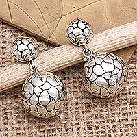 Sterling silver dangle earrings, 'Cracked Lantern' - Artisan Crafted Sterling Silver Dangle Earrings