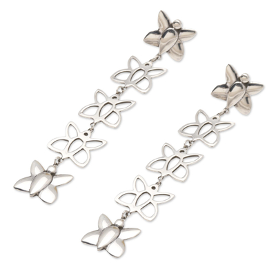 Sterling silver dangle earrings, 'On Butterfly Wings' - Sterling Silver Butterfly Dangle Earrings