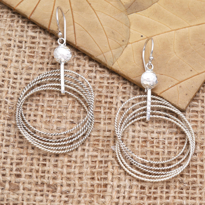 Sterling silver dangle earrings, 'Unplugged' - Artisan Crafted Sterling Silver Dangle Earrings