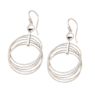 Sterling silver dangle earrings, 'Abstract Art' - Handmade Sterling Silver Dangle Earrings