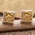 Gold-accented stud earrings, 'Golden Grace' - Gold-Accented Square Stud Earrings (image 2) thumbail
