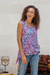 Batik rayon sleeveless blouse, 'Purple Scoop' - Batik Rayon Sleeveless Blouse from Bali (image 2) thumbail