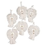 Hand-woven cotton holiday ornaments, 'Holiday Angel' (set of 6) - Cotton and Bamboo Angel Holiday Ornaments (Set of 6)