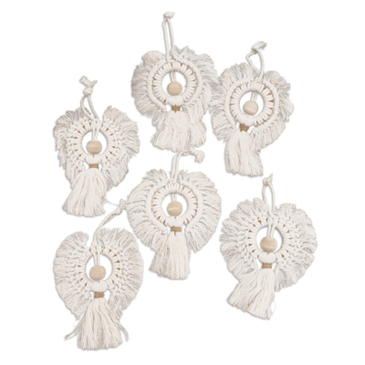 Cotton and Bamboo Angel Holiday Ornaments (Set of 6)