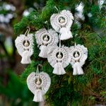 Hand-woven cotton holiday ornaments, 'Holiday Angel' (set of 6) - Cotton and Bamboo Angel Holiday Ornaments (Set of 6)
