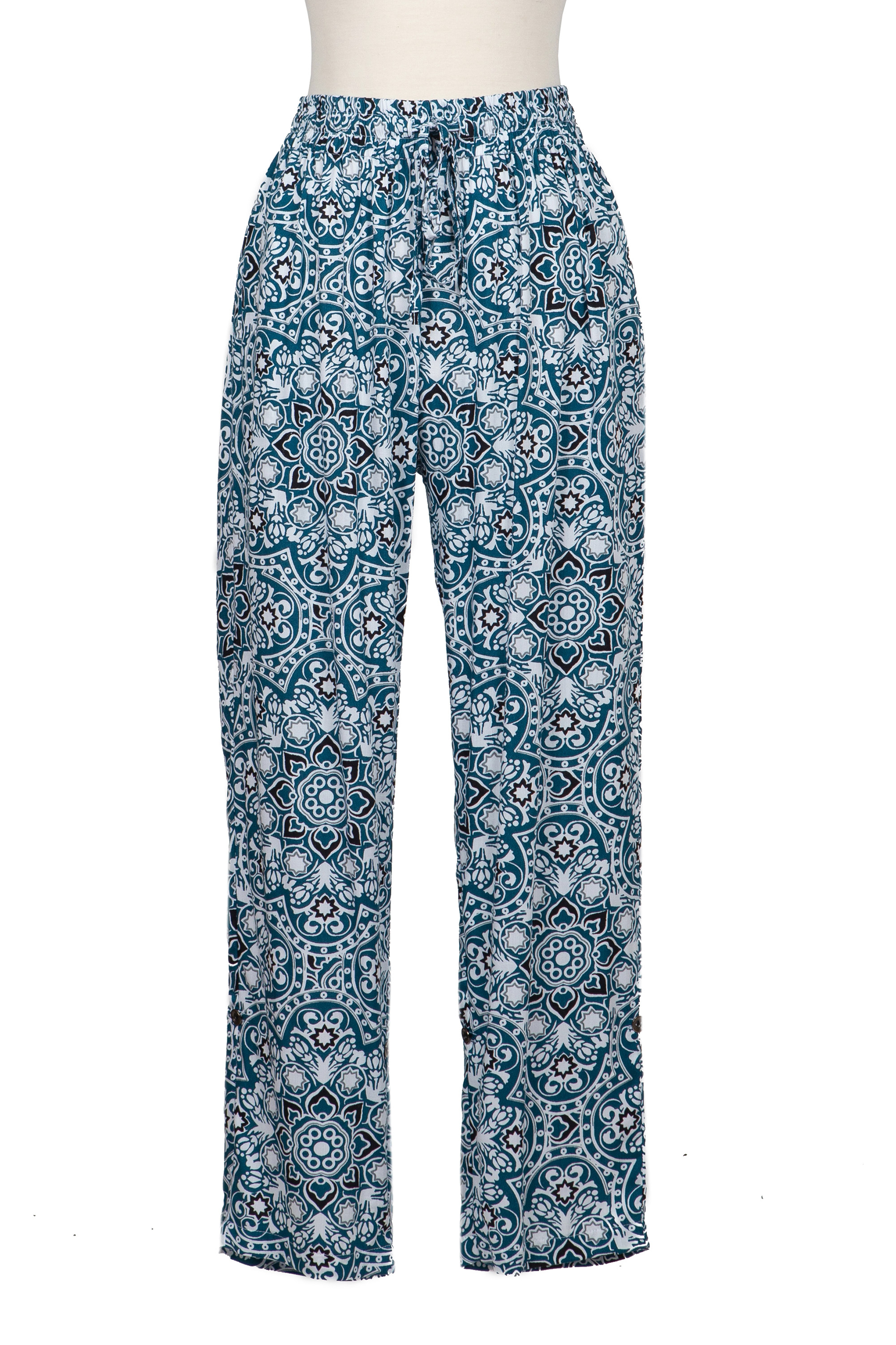 UNICEF Market | Printed Rayon Mandala Motif Pants - Azure Mandala