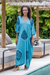 Hand-painted rayon caftan, 'Floating Blue' - Hand-Painted Rayon Caftan from Bali