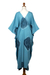 Hand-painted rayon caftan, 'Floating Blue' - Hand-Painted Rayon Caftan from Bali (image 2d) thumbail