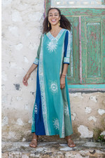 Batik rayon maxi dress, 'Vintage Teal Batik' - Hand-Printed Batik Rayon Maxi Dress