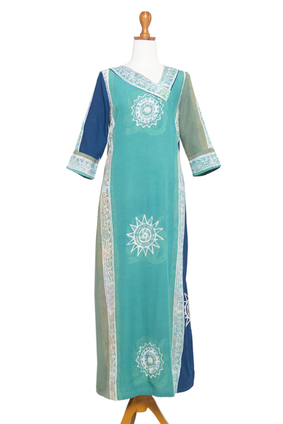 Hand-Printed Batik Rayon Maxi Dress