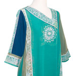 Batik rayon maxi dress, 'Vintage Teal Batik' - Hand-Printed Batik Rayon Maxi Dress