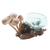 Wood and glass sculpture, 'Mushroom Bowl' - Handblown Glass and Wood Mushroom Sculpture thumbail