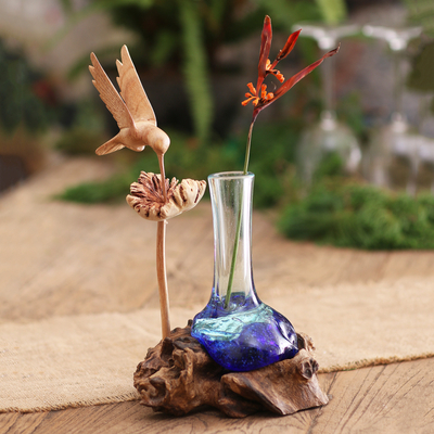 Wood and glass sculpture, Small Sips