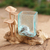 Skulptur aus Holz und Glas - Handgeschnitzte Pilzskulptur aus Holz und Glas
