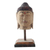 Holzstatuette - handgeschnitzte Buddha-Kopfstatuette