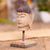 Wood statuette, 'Sacred Buddha' - Hand Carved Buddha Head Statuette