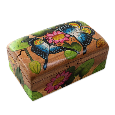 Handmade Butterfly-Motif Wood Jewelry Box