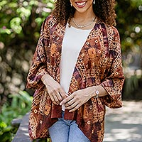 Featured review for Hand-woven silk kimono jacket, Sweet Caramel