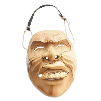 Máscara de madera - Máscara de madera de hibisco tallada a mano