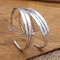 Sterling silver half-hoop earrings, 'Every Moment'