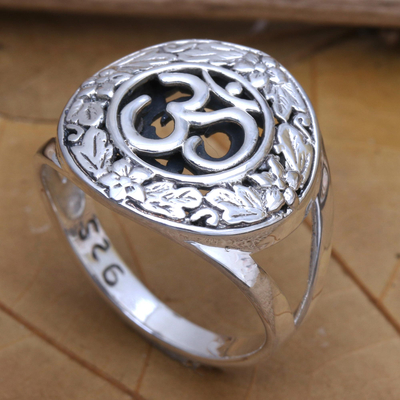 Sleek Sterling Silver Om Ring - DharmaShop