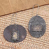Ohrhänger aus Kupfer, „Opaque Mirror“ – handgefertigte Ohrhänger aus schwarzem Kupfer
