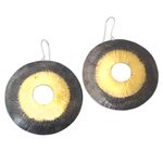 Brass dangle earrings, 'Sunrise in the Dark' - Handcrafted Circular Two Tone Brass Dangle Earrings