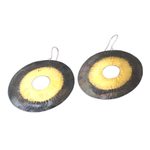 Brass dangle earrings, 'Sunrise in the Dark' - Handcrafted Circular Two Tone Brass Dangle Earrings