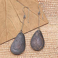 Copper dangle earrings, 'Fruit Scoop' - Hand Crafted Dark Copper Javanese Dangle Earrings