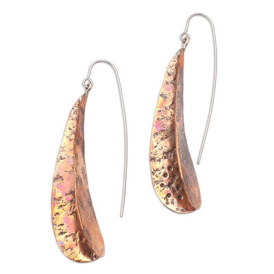 Siberian Squill resin art copper wire hoops copper earrings \u2022 medium \u2022 real pressed wildflower earrings botanical earrings