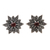 Garnet button earrings, 'Warm Horizon' - Sterling Silver and Garnet Button Earrings