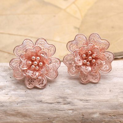 Rose gold deals filigree earrings