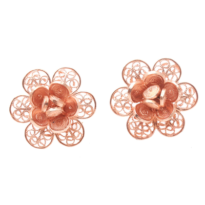 Rose Gold-Plated Button Earrings from Bali