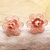 Rose gold-plated filigree button earrings, 'Delicate Frangipani' - Rose Gold-Plated Button Earrings from Bali (image 2b) thumbail
