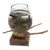 Wood and glass sculpture, 'Fish Bubbles' - Hand Carved Wood and Molten Glass Sculpture